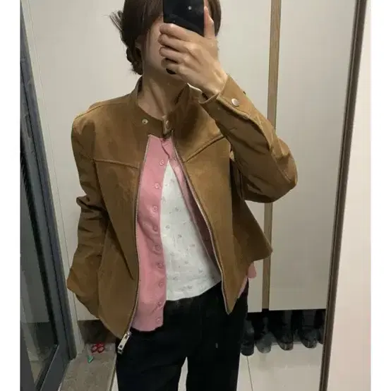 라퍼지 포 우먼 버핑레더 인시전 레이싱 자켓