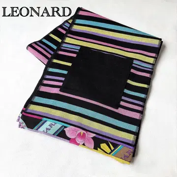 LEONARD 레오나르 머플러 트리밍 멀티 컬러 스트라이프 울