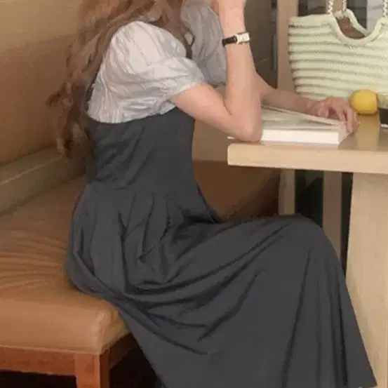 에보 핀턱 주름 나시 뷔스티에 롱원피스 차골 색상 프리사이즈 텍달린 새제품