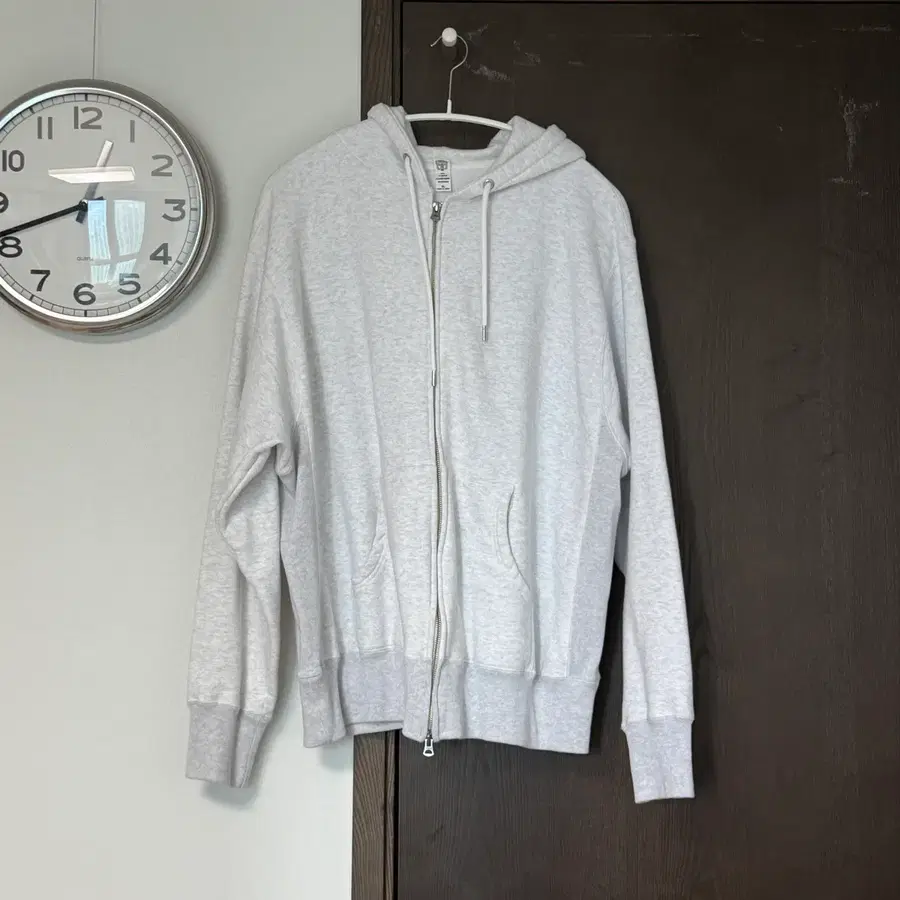 [XL] moct thick fleece zip up parka 후드집업 화이트 멜란지