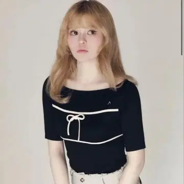 ANDMARY 베이비 리본 탑 블랙