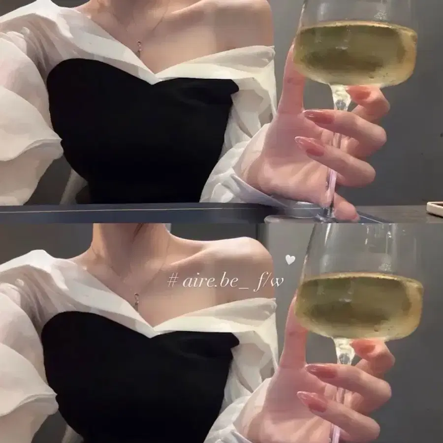 에이블리 시스루 레이어드 블라우스
