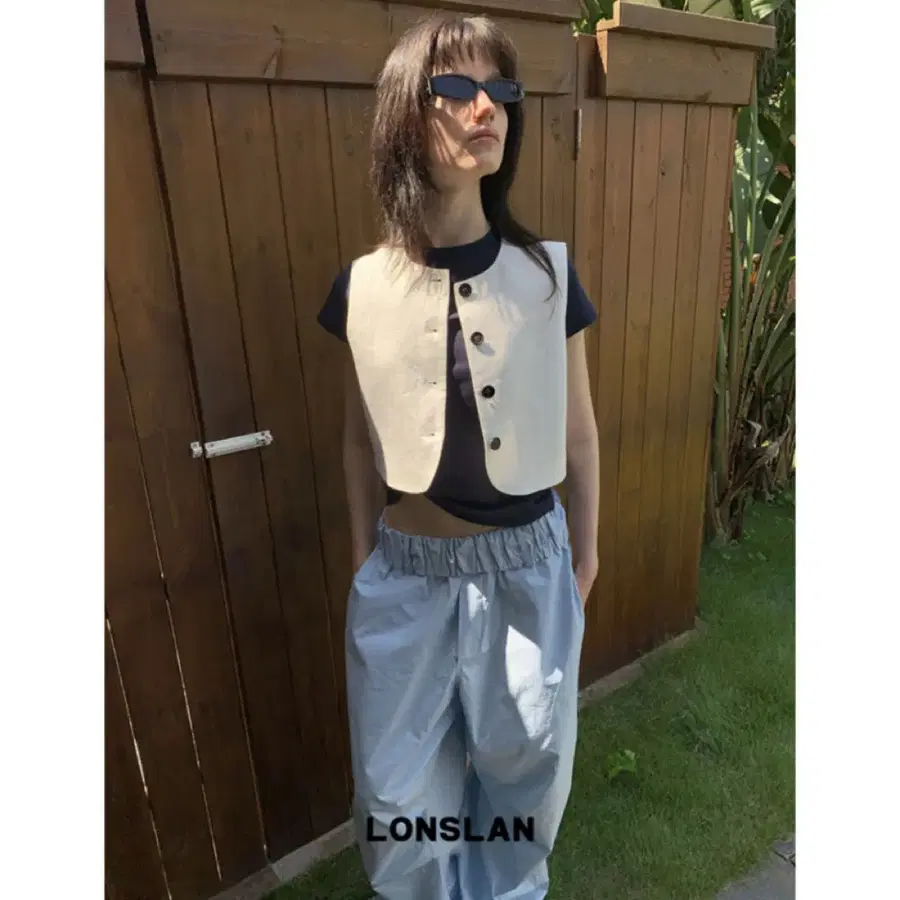 LONSLAN 론슬란 자켓 조끼 코튼 린넨 숏핏 수트 베스트