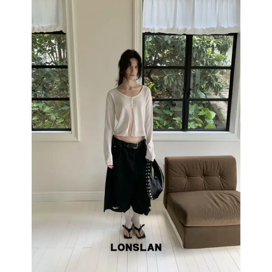 LONSLAN 론슬란 니트 가디건 긴팔 선크림 아이스 실크 니트 가디건