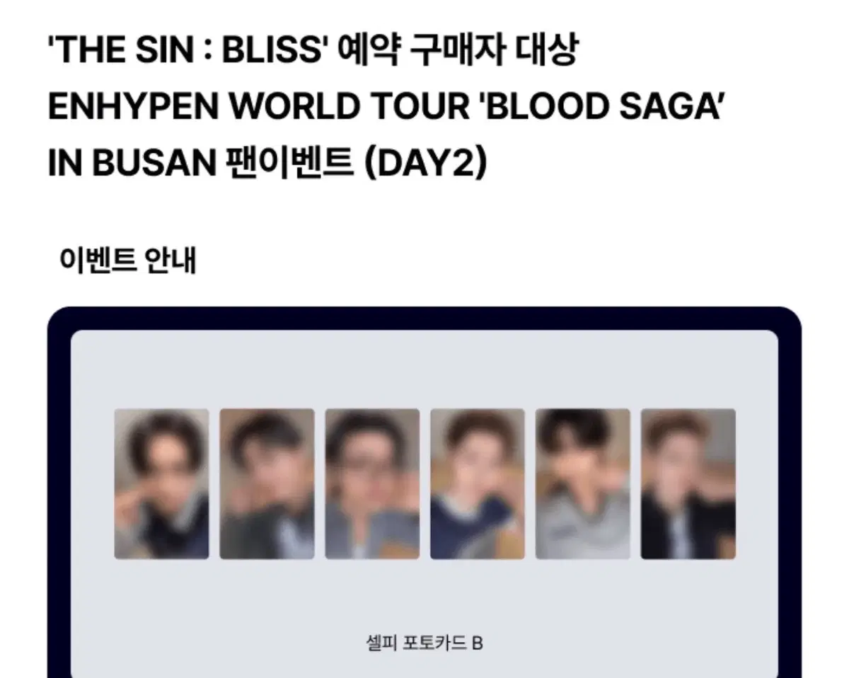 엔하이픈 THE SIN:BLISS 밋그 특전 포카 일괄 판매