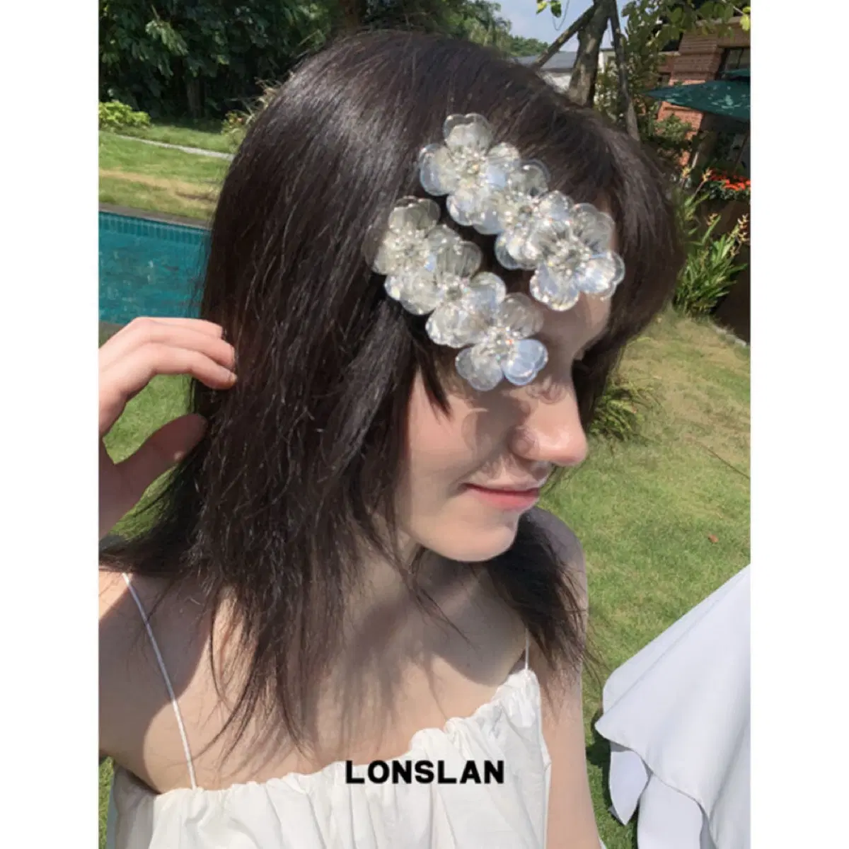 LONSLAN 론슬란 헤어핀 실버 헤비듀티 고급 메탈릭 플라워 헤어 클립