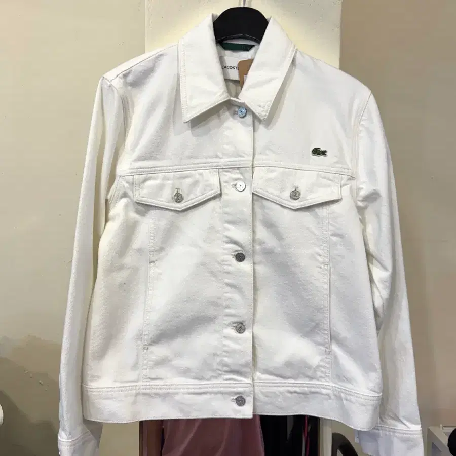 라코스테 데님 트러커 자켓 화이트 38size