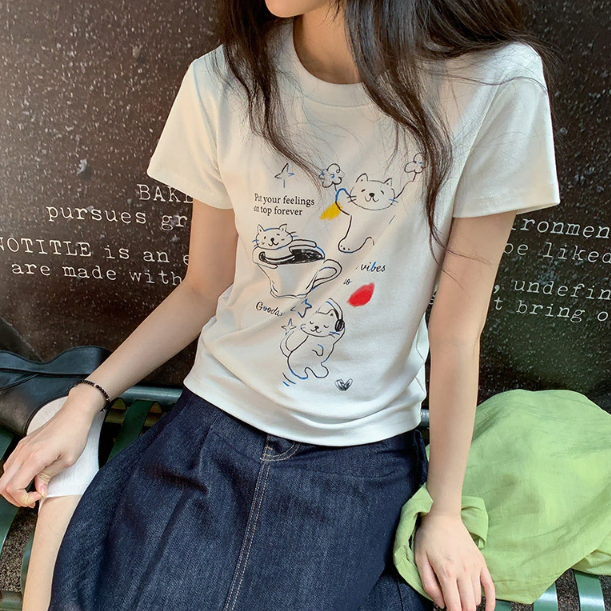 새상품) 고양이 프린팅 반팔티 2색