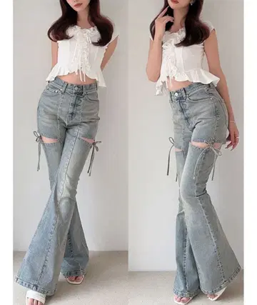 RESEXXY 컷 아웃 플레어 데님