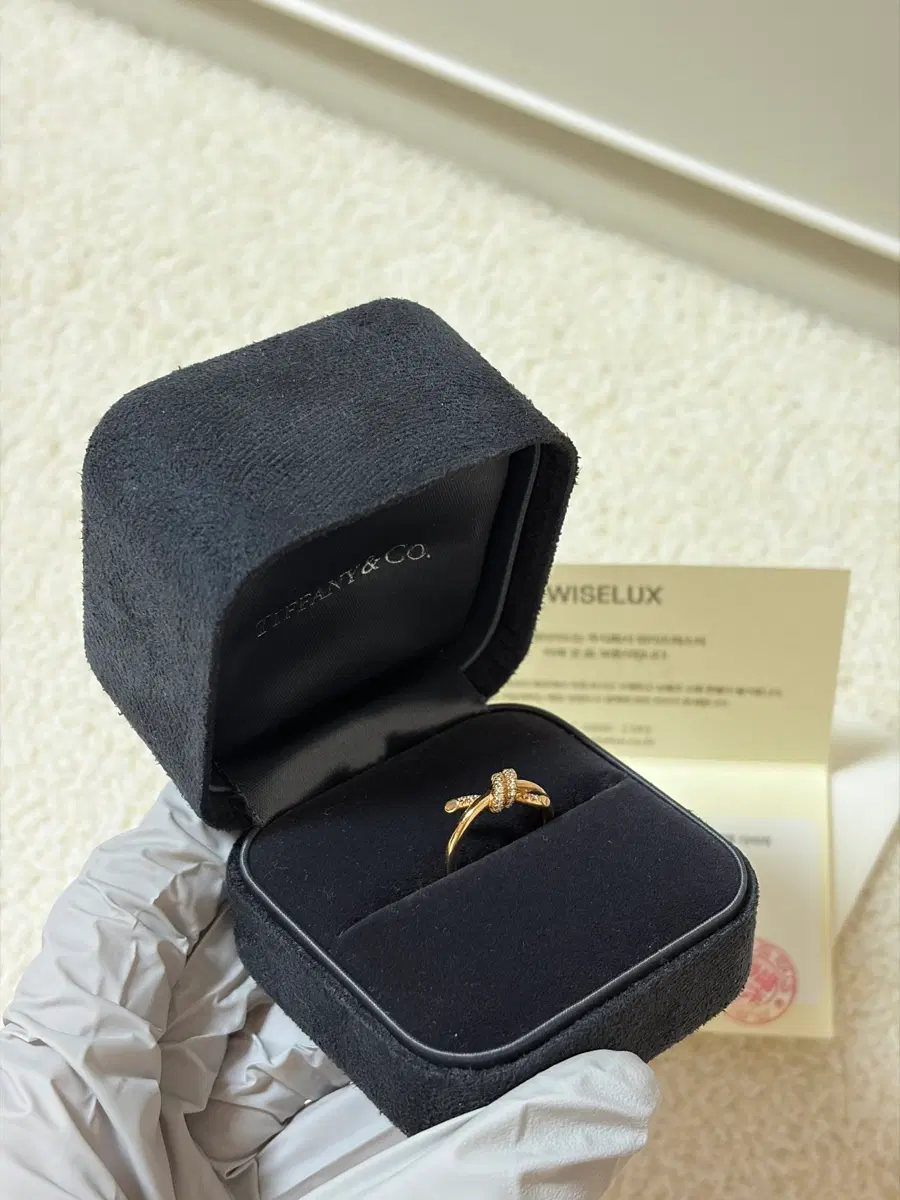 티파니앤코 TIFFANY&CO 노트 반지 다이아몬드 18k 로즈골드