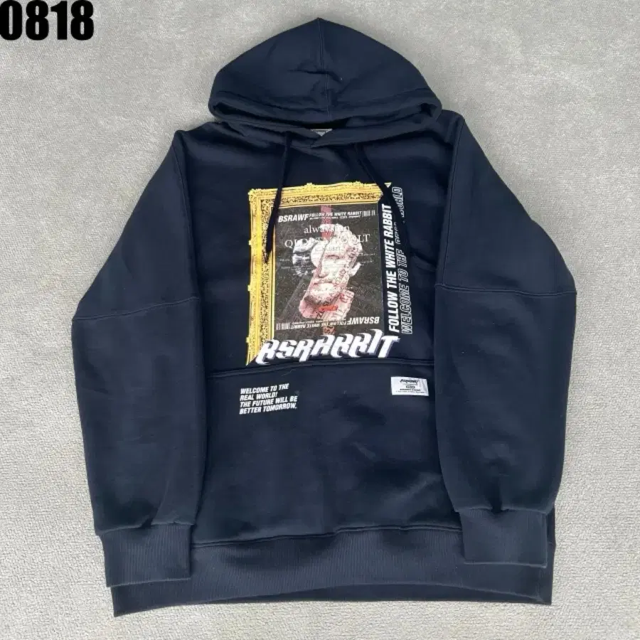 BSRAWF 프린팅 후드티 블랙 L