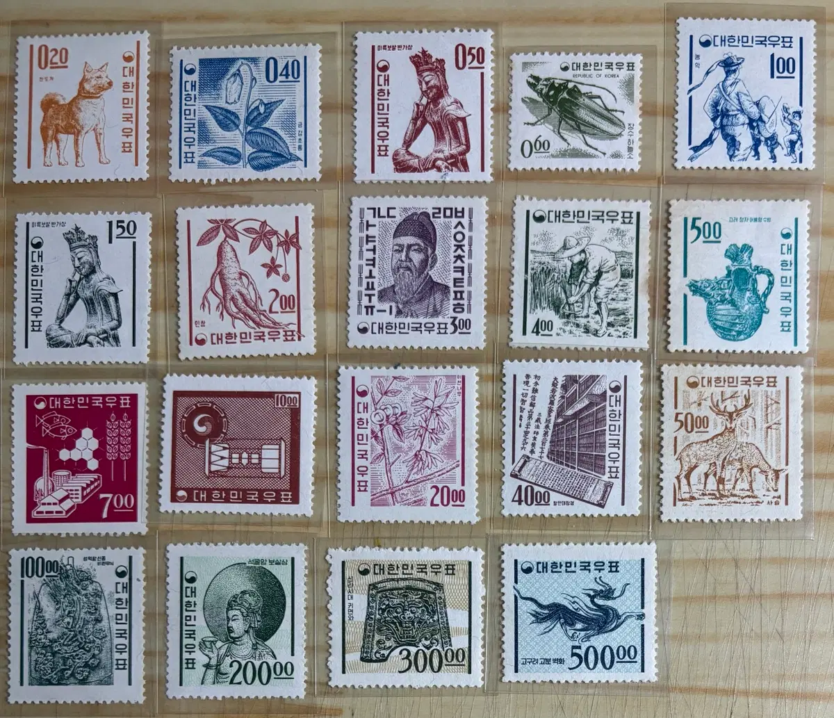 제1차국산백지보통19완, 단편우표, 1964-1966년