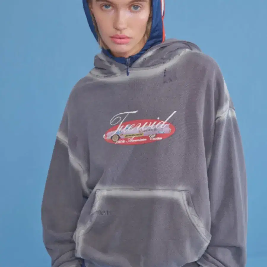 트위드 후디 TUEWID CROPED HOODIE IN WASHED PEPPERCORN