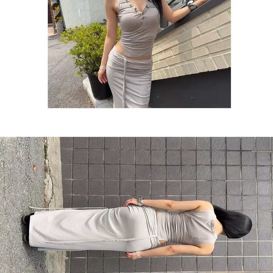 플리즈노팔로우 플노팔 이나 셔링 롱 스커트 Ina Shirring Long Skirt (Ash Beige)