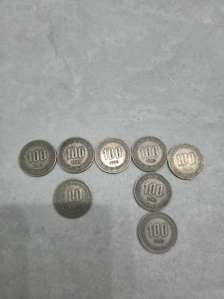 100원 동전 1973 1975 1979 1980 1982