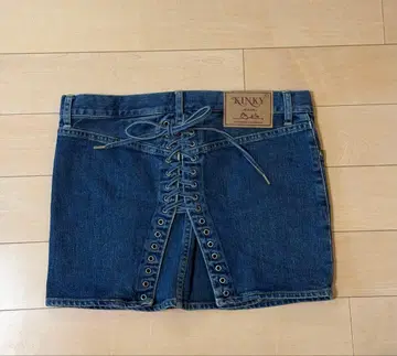 백 레이스업 마이크로 미니 데님 스커트