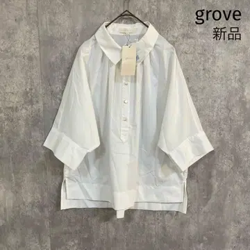 그로브 그로브 카라 돌먼 턱 셔츠 화이트 S [ 택 포함 새상품 ]