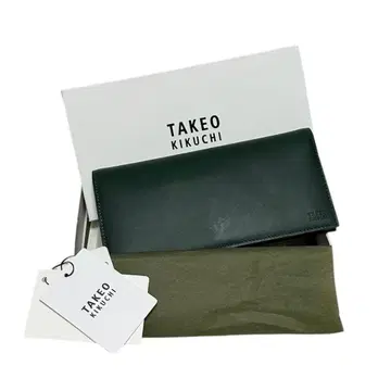 TAKEO KIKUCHI 다케오 키쿠치 장지갑 천연 가죽 그린