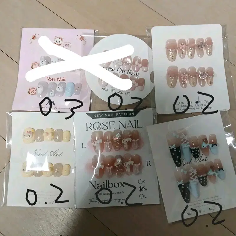 롱,캐릭터,보석 수제 네일팁 M사이즈