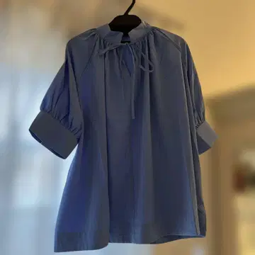 앙피로 리본 블라우스 블루 오부 소매 미사용 새상품