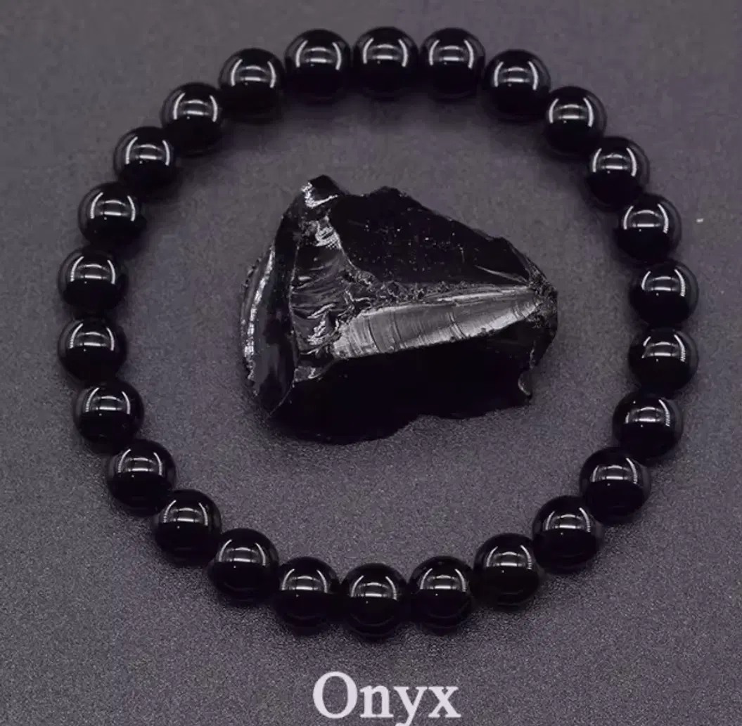 (새상품+무료배송) 천연석 블랙 오닉스 비즈 팔찌 8mm / 남녀공용