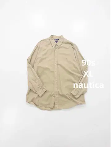 90s nautica 자수 로고 코튼 긴팔 셔츠 빈티지 구제 의류