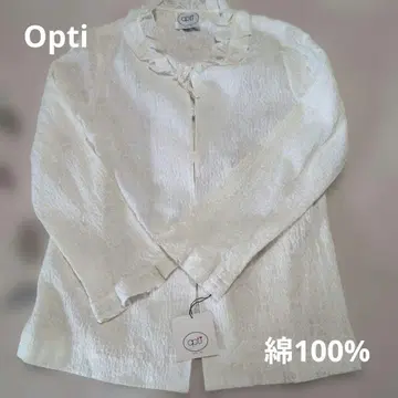opti 화이트 프릴 블라우스 (겉옷 타입)