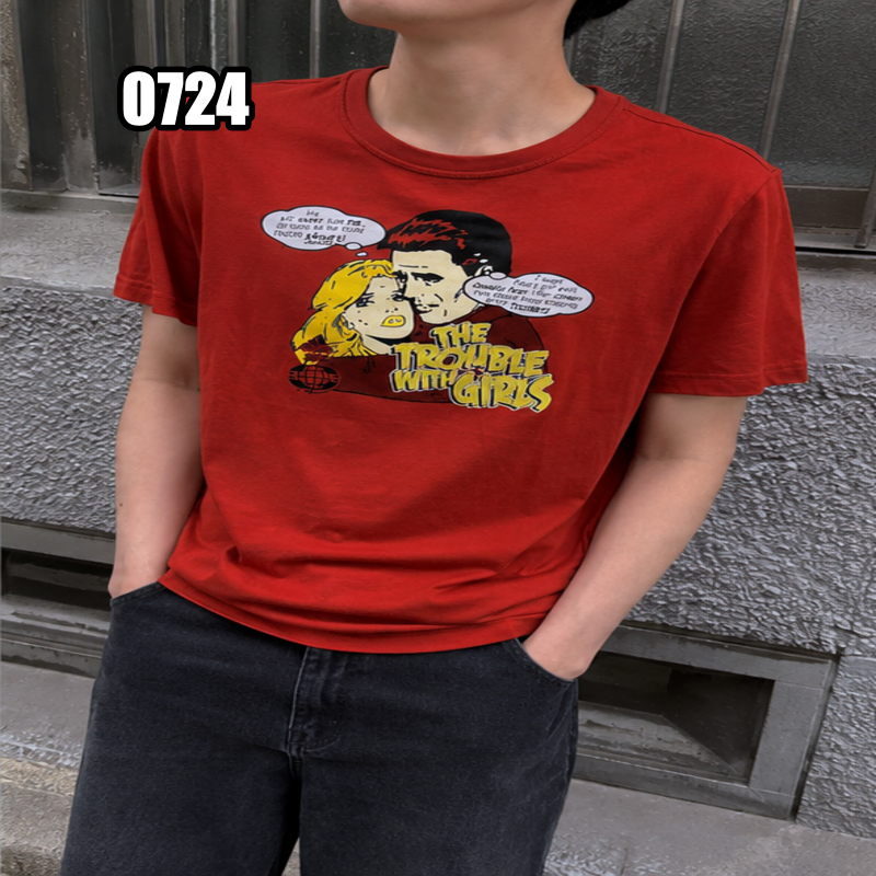 M 아디다스 빈티지 팝아트 만화 그래픽 반팔 티셔츠
