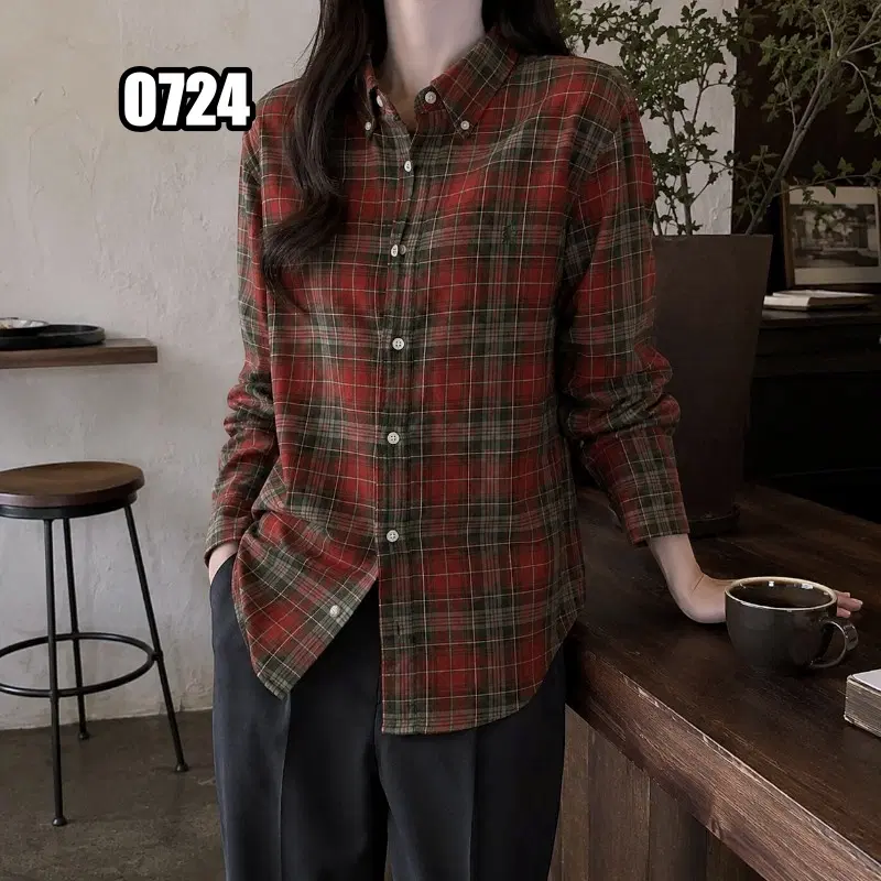 M 폴로 랄프로렌 빈티지 체크 패턴 버튼다운 셔츠