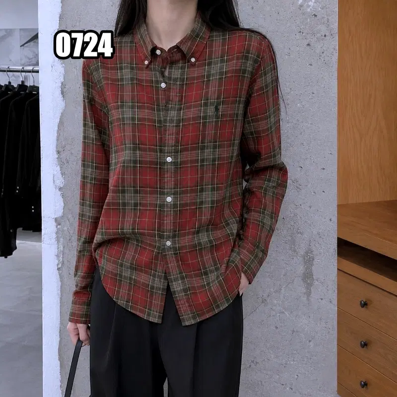 M 폴로 랄프로렌 빈티지 체크 패턴 버튼다운 셔츠