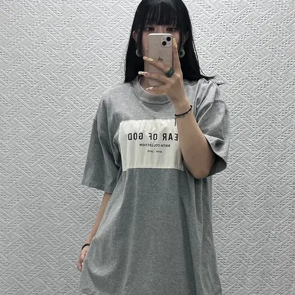 피어 오브 갓 빈티지 캐주얼 박스로고 오버핏 반팔티 L C13981