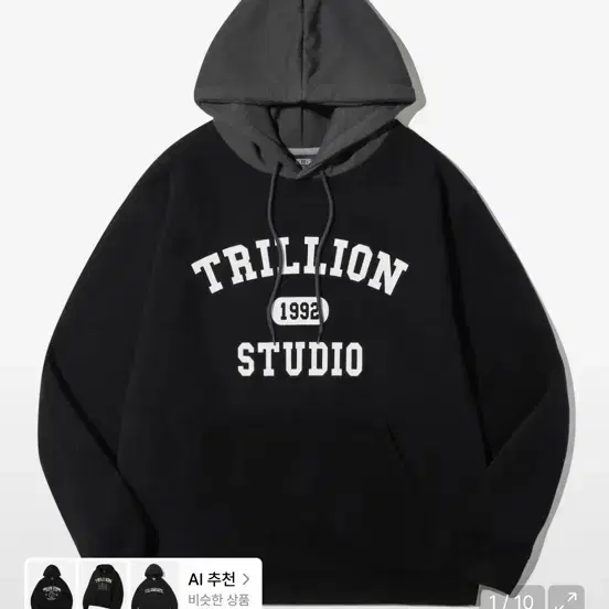 트릴리온 후드티 검정 S