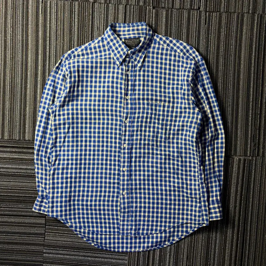 프로그 클럽 블루 옐로우 깅엄 체크 셔츠