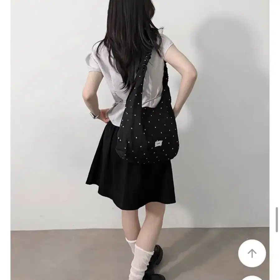 꽃 도트 블랙 가방 에코백 스트링 곱창 숄더백