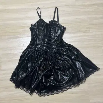 가죽풍 미니 스커트 원피스