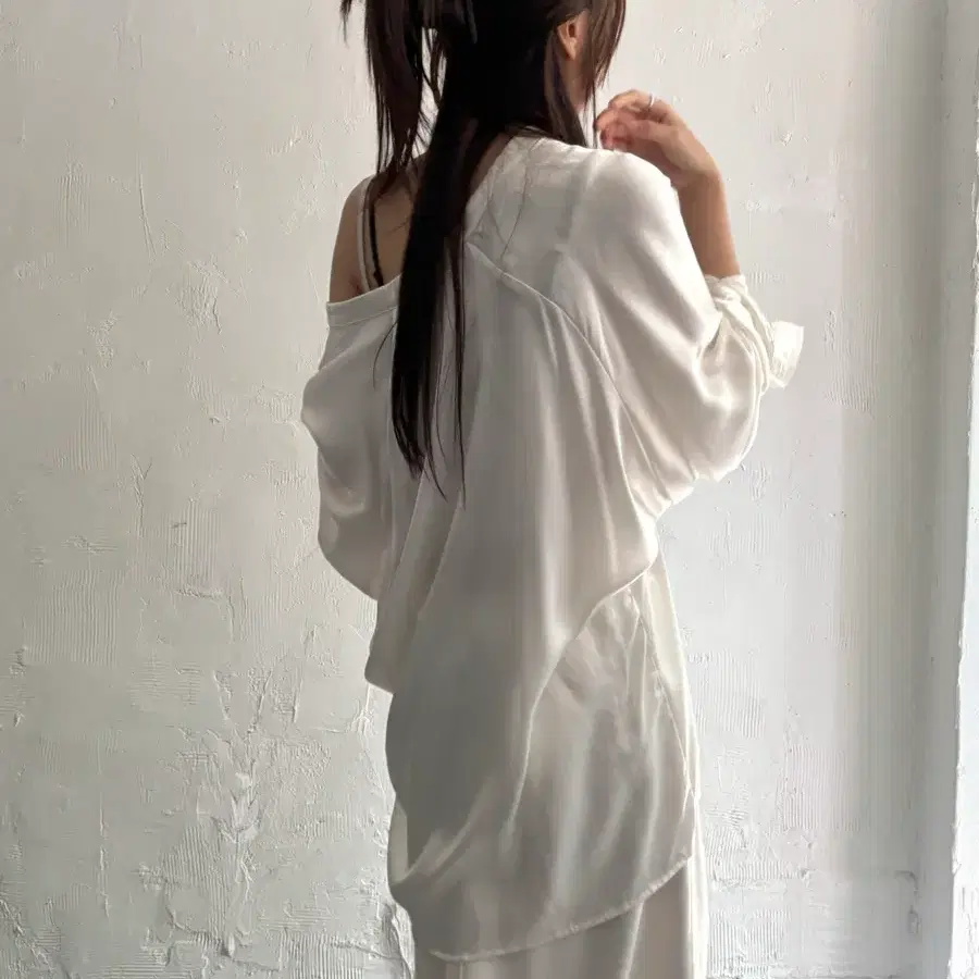 Haider Ackermann 하이더 아커만 아이보리 실크 논카라 셔츠
