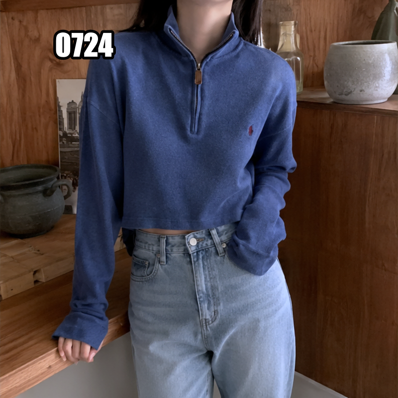 XL 폴로 랄프로렌 커스텀 반집업 크롭 니트
