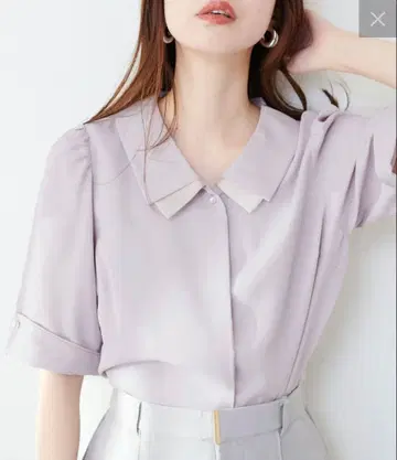 natural couture 카라 부착 반팔 블라우스