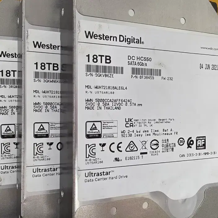Western Digital Ultrastar 18TB DC HC550 SATA 6Gb/s 하드 드라이브