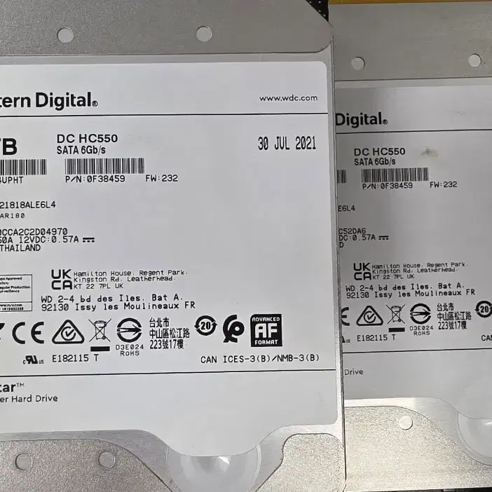 보증남음 웨스턴디지털 Ultrastar DC HC550 18TB HDD