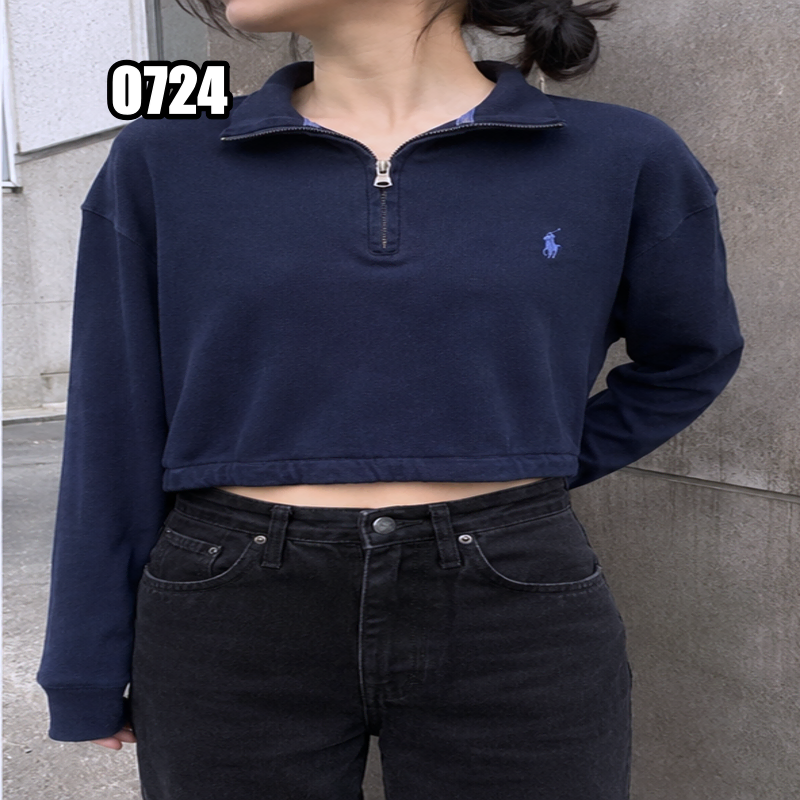 M 폴로 랄프로렌 하프집업 크롭 맨투맨