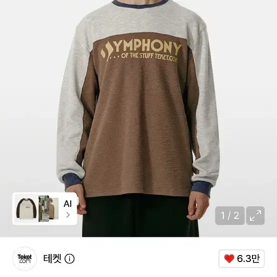 테켓 심포니 저지 긴팔 티셔츠 브라운 L
