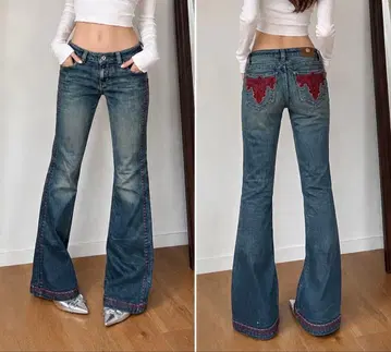 [ANTIK DENIM] 플레어 데님 / 로우라이즈 데님 자수 Y2K 26