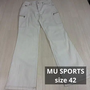 MU SPORTS 플레어 팬츠 화이트 카고 포켓 부착 42