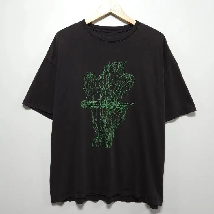 100~105 MAISON MINED 메종미네드 반팔티 워시드 오버핏 카키그레이