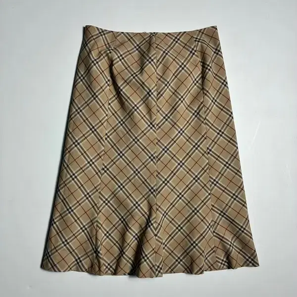 Selected 00's JAPAN 베이지 체크 A라인 미디 스커트 R3006