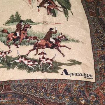 [ Aquascutum ] 아쿠아 스큐텀 스카프 승마 사냥 패턴 페이즐리