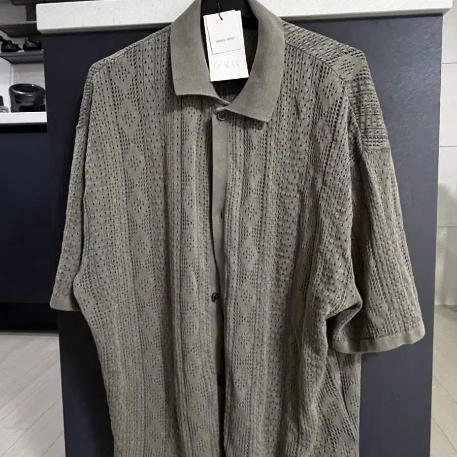 ZARA 니트 반팔 L 그레이 새상품