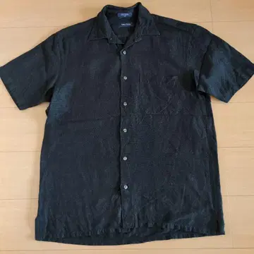 NAUTICA 린넨 x 레이온 반팔 셔츠 블랙