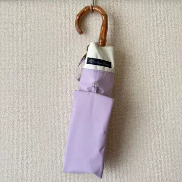 아시야 로사 블랑 2단 접이식 콤비 굽은 대나무 손잡이 라벤더 x 아이보리